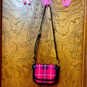 Kate Spade Pink Plaid Brown Leather Crossbody NWOT New Never Used